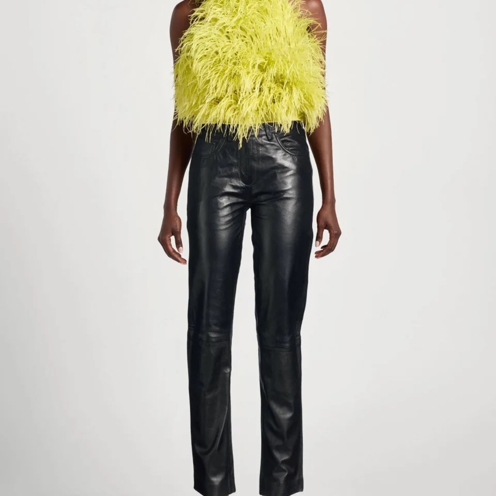 Muubaa Black Straight Leg Leather Pants